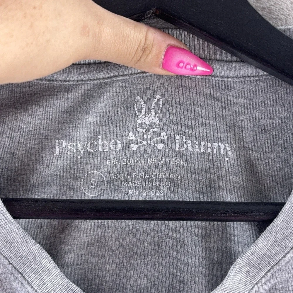 Psycho Bunny Graphic T Shirt Mens Size 5 Gray‎ Logo Cotton Crewneck Casual